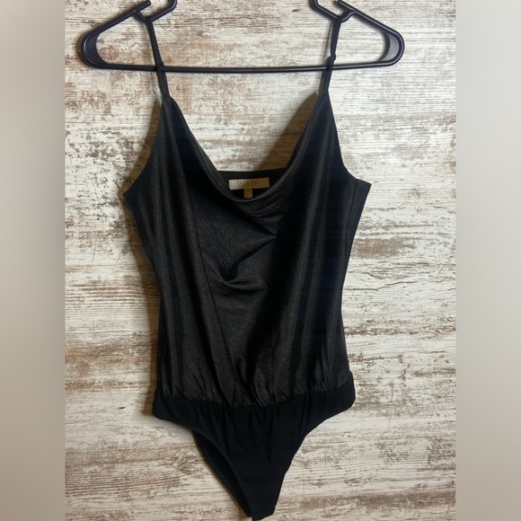WAYF Sz Small black textured cowl neck bodysuit. EUC - Picture 1 of 7
